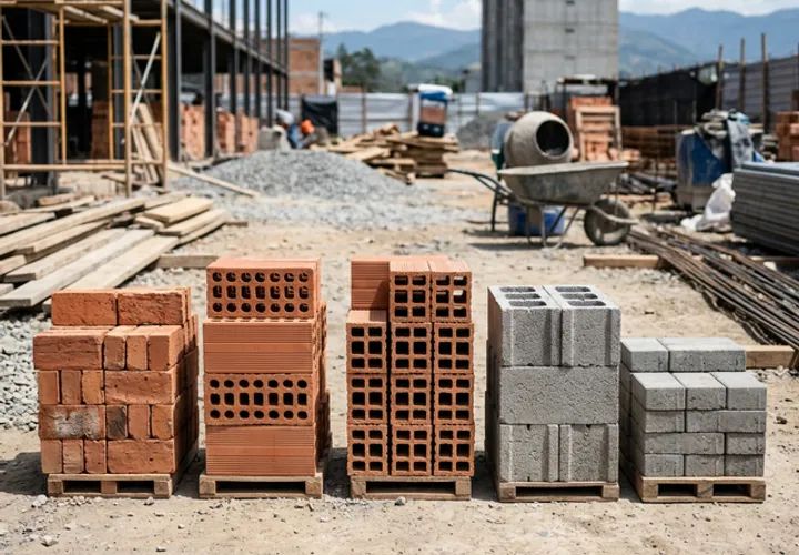 Interior de una fábrica moderna de ladrillos en Colombia